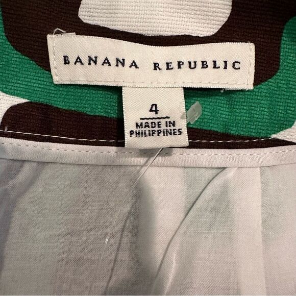Banana Republic Geometric A-Line Skirt Women's 4‎ Brown Green Cotton Career NWOT - Picture 6 of 7